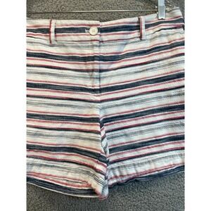 Loft Women's Striped  100% Cotton Tri-Color Textured Shorts Size 12